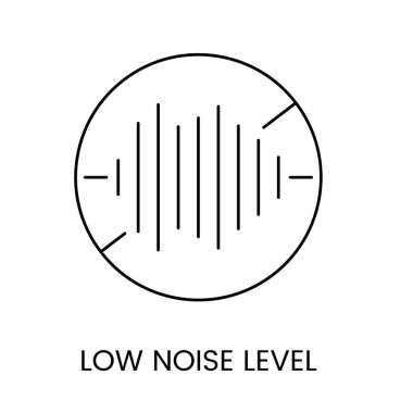 Vector line icon representing low noise level, indicating minimal sound emission or disturbance clipart