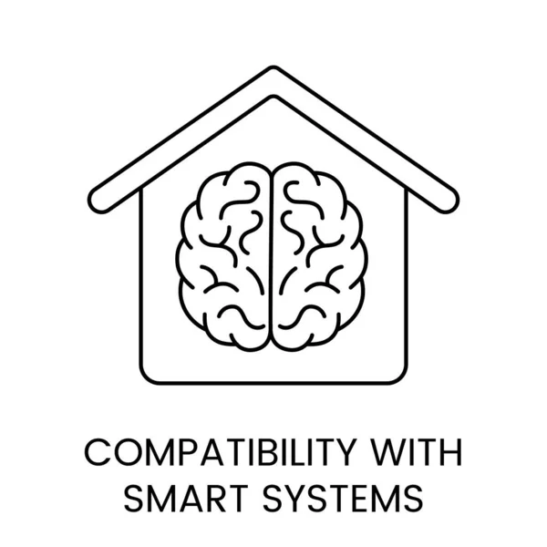 Ícone Linha Vetorial Que Representa Compatibilidade Com Sistemas Inteligentes — Vetor de Stock