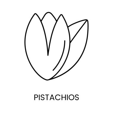 Pistachio Simgesi 'nin canlı tadını çıkarın. Bu nefis ve renkli fındığın özünü yansıtan gösterişsiz bir çizgi vektörü.