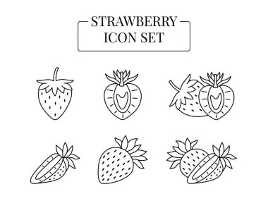 Çilek aromalı, dilimlere ayrılmış, vektör içinde çizgi simgeleri var.