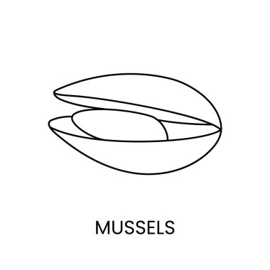 Kabuklu deniz ürünleri çizgisi simgesi vektör, deniz ürünleri resimleme