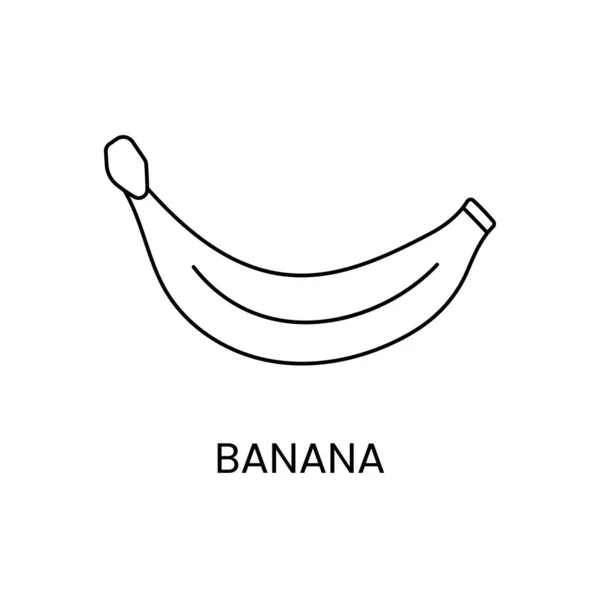 Ícone Linha Banana Vetor Ilustração Frutas Tropicais — Vetor de Stock