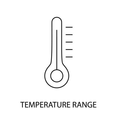 Yiyecek ambalajı için sıcaklık aralığı simgesi vektörü, termometre illüstrasyonu