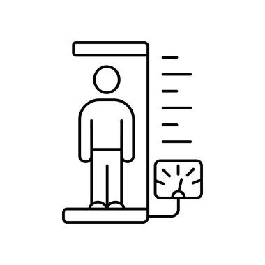 Diyabet hakkında tıbbi belgeler için ağırlık ve BMI çizgi simgesi vektörü.