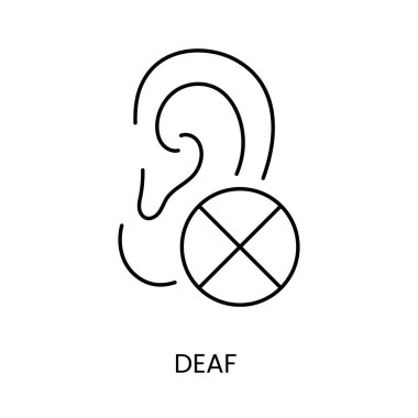 Engelli insanlar, işitme sorunları çizgi simgesi vektörü.