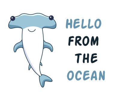 Tatlı Çekiç başlı balık vektörü düz illüstrasyon.