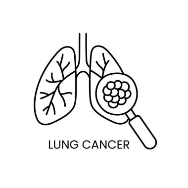 Akciğer kanseri çizgisi ikon vektör kanseri kötü huylu hastalık.