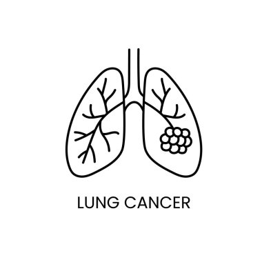 Akciğer kanseri çizgisi ikon vektör kanseri kötü huylu hastalık.