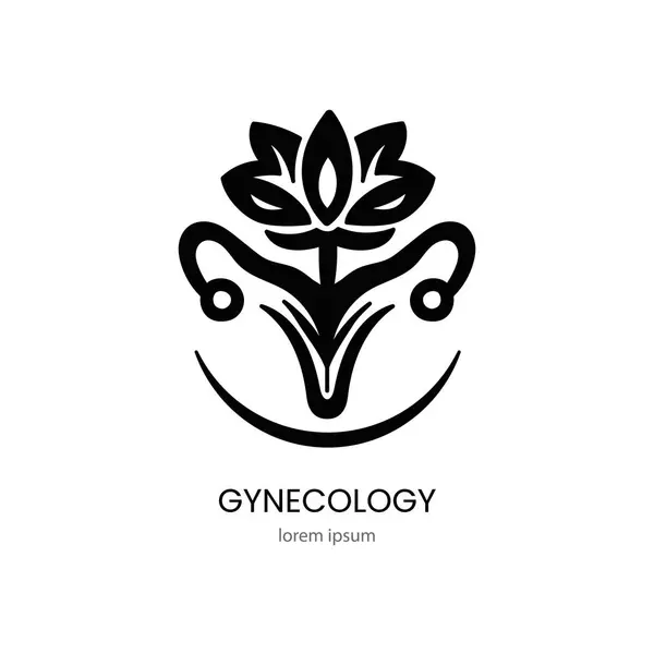 Logo Gynecology Flower Shape Female Reproductive System Women Health Medical — Stock Vector