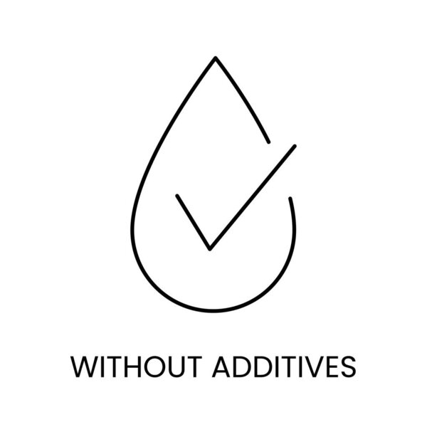 No additives water line vector icon with editable stroke for placement on packaging.
