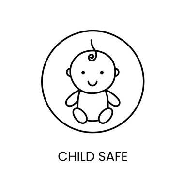 Çocuk satırı simgesi için güvenli vektör içinde düzenlenebilir vuruş ambalaj için.