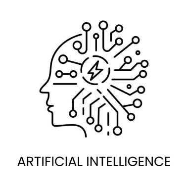 Yapay zeka, vektör içindeki teknoloji çizgisi simgesi ve paketleme için düzenlenebilir vuruşu.