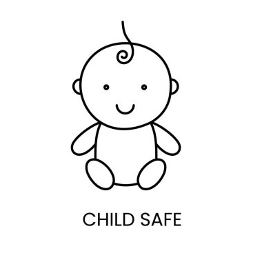 Çocuk satırı simgesi için güvenli vektör içinde düzenlenebilir vuruş ambalaj için.