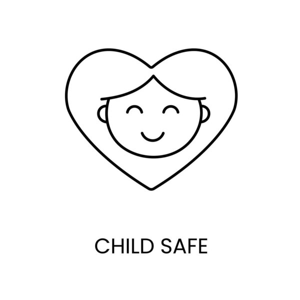 Safe for children line icon in vector with editable stroke for packaging.