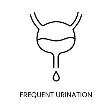 Diabetes symptom frequent urination line vector icon with editable stroke. clipart
