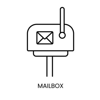 Posta kutusu posta servisi, düzenlenebilir felçli vektör satırı simgesi.