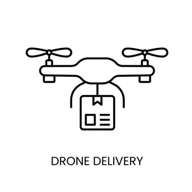 Dron teslimatı, düzenlenebilir felçli vektör çizgisi simgesi.