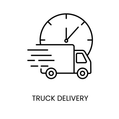 Düzenlenebilir felçli kamyon çizgisi vektör simgesi.