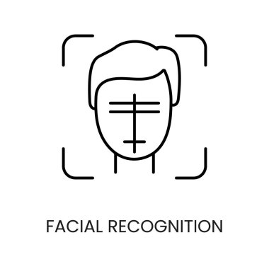 Yüz tanıma çizgisi vektör simgesi ve düzenlenebilir vuruş.