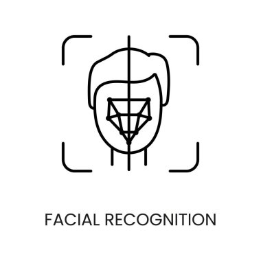 Yüz tanıma çizgisi vektör simgesi ve düzenlenebilir vuruş.