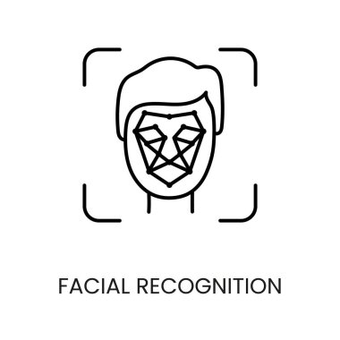 Yüz tanıma çizgisi vektör simgesi ve düzenlenebilir vuruş.