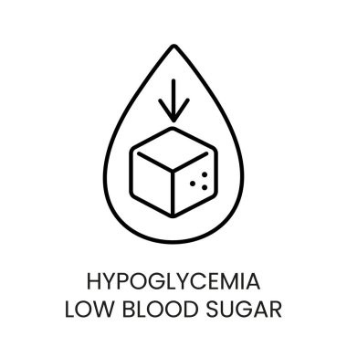 Hipoglisemi, düşük kan şekeri, düzenlenebilir felçli diyabet vektör çizgisi ikonu..