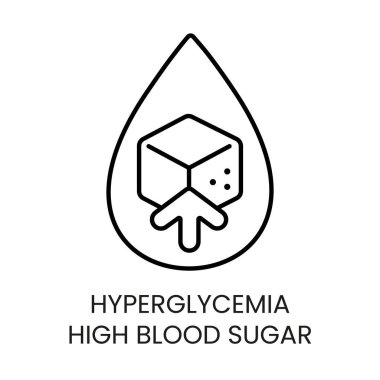 Yüksek kan şekeri, diyabet belirtileri düzenlenebilir felçli çizgi vektör ikonu.