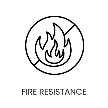 Fire resistance line vector icon with editable stroke. clipart