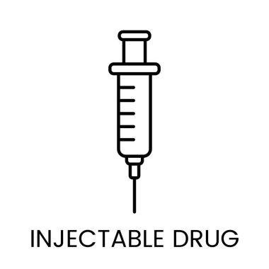 A syringe icon in vector, representing injectable drugs or vaccinations, with an editable stroke. clipart