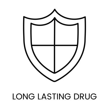 A shield icon in vector, symbolizing long term protection by medication, with an editable stroke. clipart