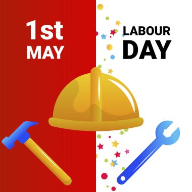 Dünya İşçi Bayramı, vektör çizgi film afişi