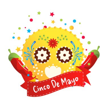 Cinco de Majo Meksika tatil vektörü karikatür çerçevesi