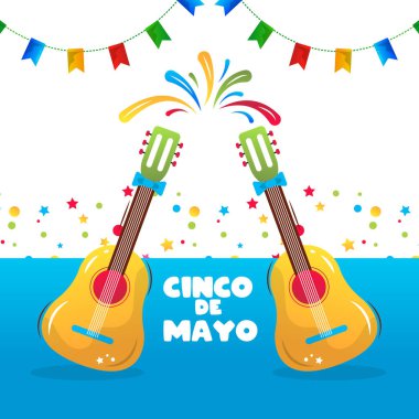 Cinco de Majo Meksika tatil vektörü karikatür çerçevesi