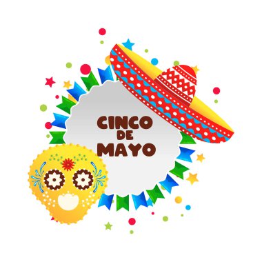 Cinco de Majo Meksika tatil vektörü karikatür çerçevesi