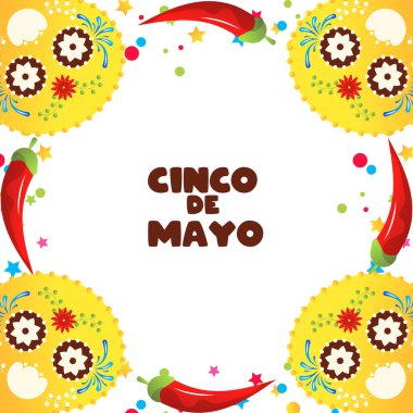 Cinco de Majo Meksika tatil vektörü karikatür çerçevesi