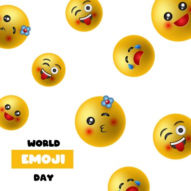 dünya emoji günü, beyaz arkaplanda vektör arkaplanı
