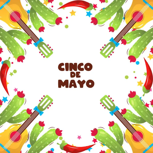 Cinco de Majo Meksika tatil vektörü karikatür çerçevesi