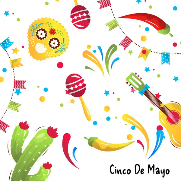 Cinco de Majo Meksika tatil vektör karikatür arka planı