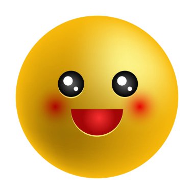 Mutlu emoji, vektör izole görüntü beyaz arka planda