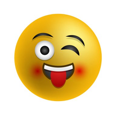 Mutlu emoji, vektör izole görüntü beyaz arka planda
