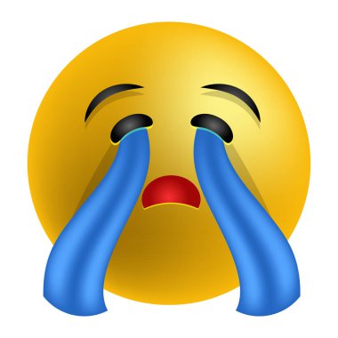 Ağla emoji, vektör izole görüntü beyaz arkaplanda