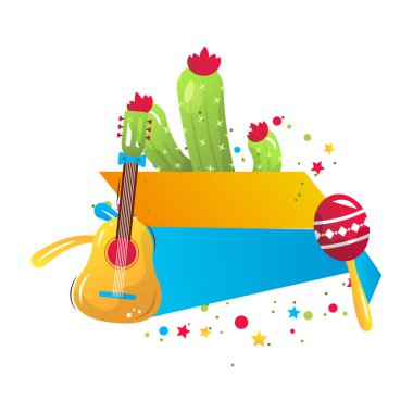 Festa Junina festivali, kopyalama alanı olan vektör karikatür afişi