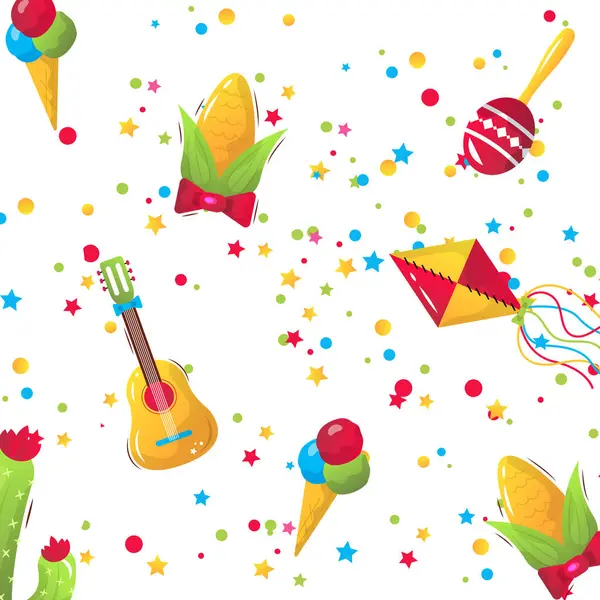 Festa Junina festivali, kopyalama alanı olan vektör karikatür afişi