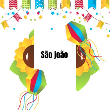 Sao Joao Brezilya Festivali, vektör çizgi film afişi