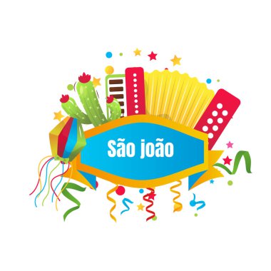 Sao Joao Brezilya Festivali, vektör çizgi film afişi