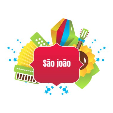 Sao Joao Brezilya Festivali, vektör çizgi film afişi