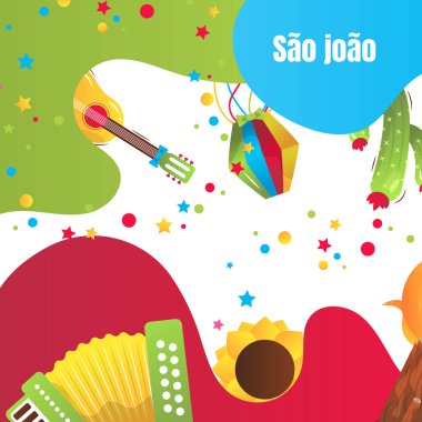 Sao Joao Brezilya Festivali, vektör çizgi film afişi