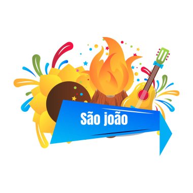 Sao Joao Brezilya Festivali, vektör çizgi film afişi