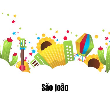 Sao Joao Brezilya Festivali, vektör çizgi film afişi