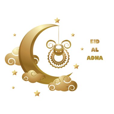 Kurban Bayramı Müslüman Festivali, vektör illüstrasyonu